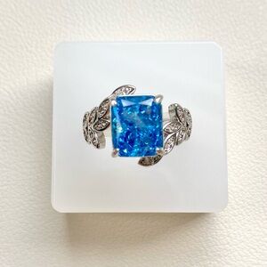 Elegant Blue Gemstone Silver Ring